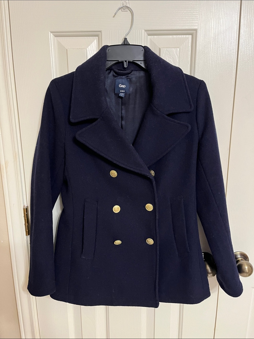 GAP Navy Double-Breasted Peacoat with Gold Buttons